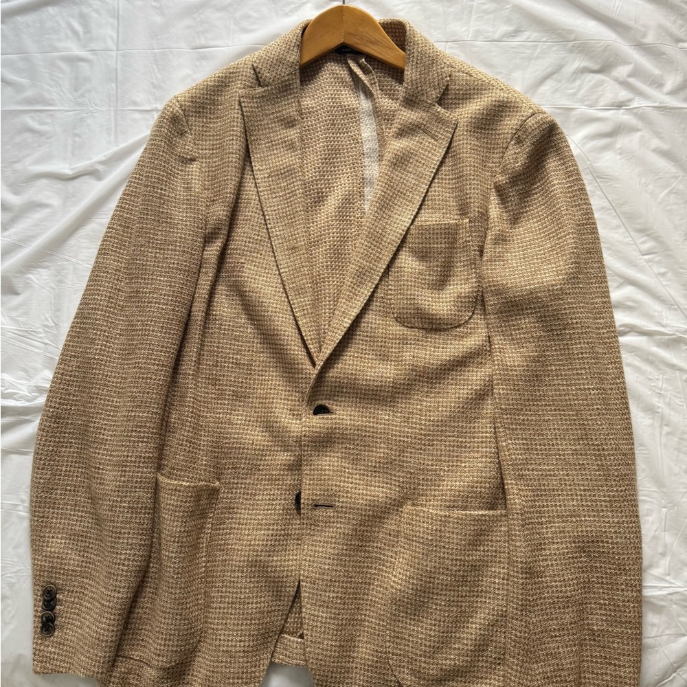 Saks Fifth Avenue Beige Houndstooth Blazer
